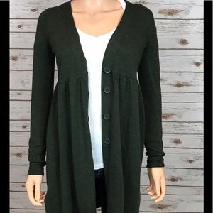 Long Green Button-Down Max Studio Sweater NWT